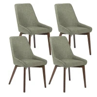 E-STYLO Sedia da pranzo in tessuto verde scuro con gambe e struttura in massello di noce, 62cm X 49.5cm H. 87cm.