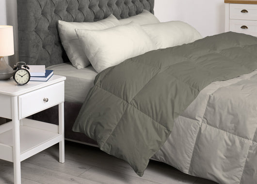 Interno Imbottitura Piumino Invernale 300gr/mq In Piuma D'Oca Bicolor - Singolo - Grigio Ch-Sc