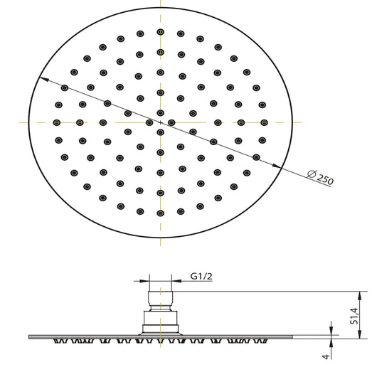 Soffione doccia tondo acciaio inox 4 mm spessore effetto pioggia varie misure bagno *** misure diam. 250x4 mm 86 ugel...