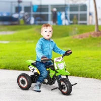 Triciclo per Bambini Stile Moto a Pedali con Luci e Suoni, 3 Ruote Larghe, Età 18-36 Mesi, 71x40x51cm, Verde