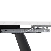 Tavolo allungabile da pranzo con sistema scorrevole e in acciaio al carbonio, 159x74x77 cm, Bianco+Nero