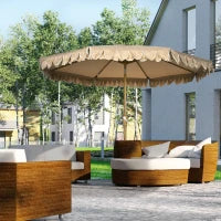 Ombrellone da Giardino Inclinabile a 8 Stecche con Manovella e Prese d'Aria, 2.7x2.4 m, Cachi