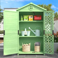 Capanno per archiviazione da giardino in legno, resistente alle intemperie, ampio spazio 101,5x56,5x175,3 cm, verde