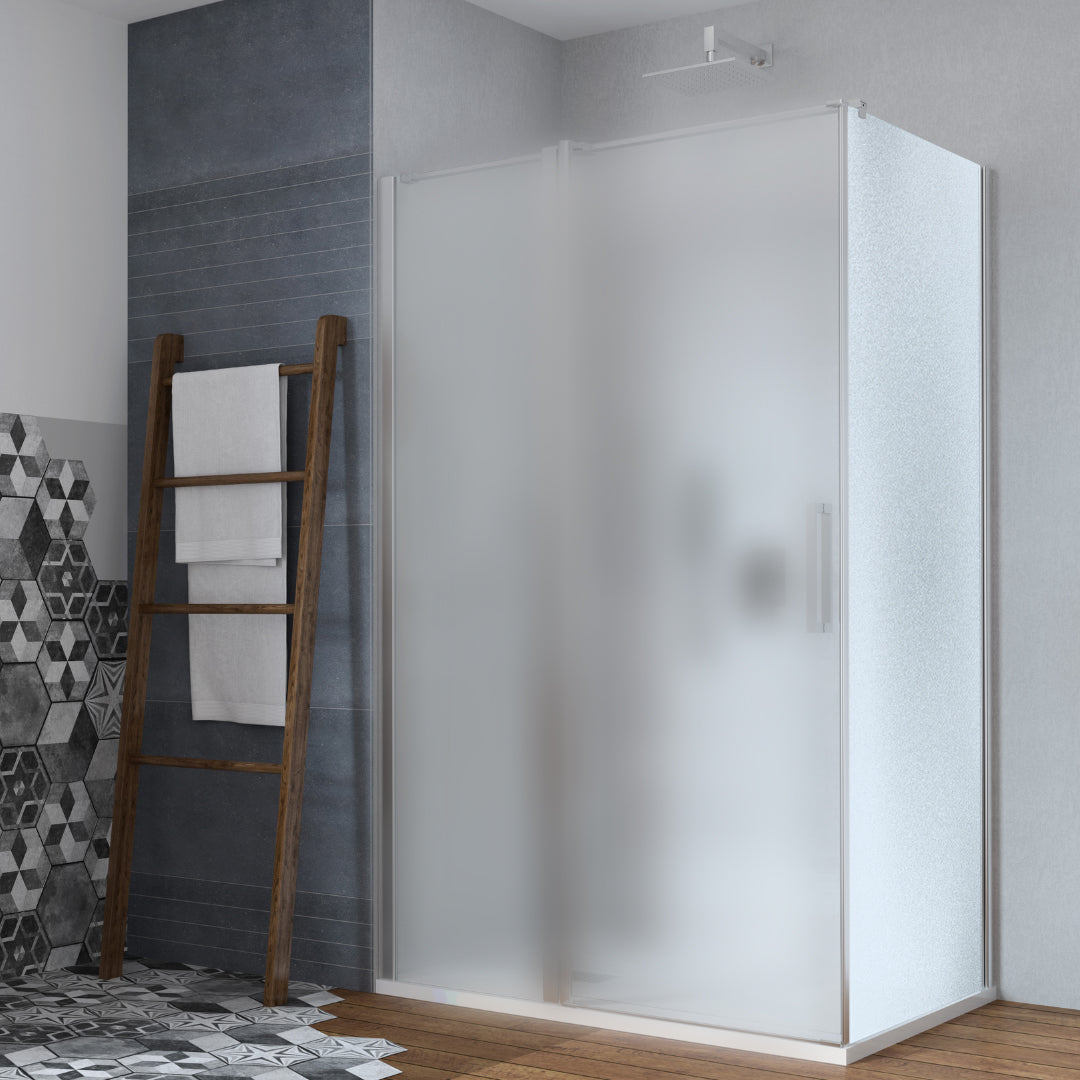 Parete fissa box doccia porta battente clematis cristallo 6 mm telaio alluminio *** misure 87-89xh195 cm stampato, co...