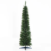 Albero di Natale Slim Artificiale 180 cm con Rami Realistici, Albero di Natale Alto e Stretto con Base Pieghevole, Verde
