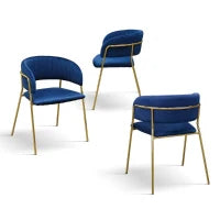 PAZZO DESIGN Sedia Penelope Blu set da 2 sedie in velluto e gambe in metallo