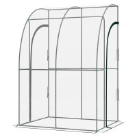 Serra da giardino adossata con 2 porte con cerniera avvolgibili in acciao PVC transparente