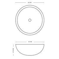 Lavabo da appoggio ceramica bianco tondo lavello arredo bagno cm 42x42x17,5