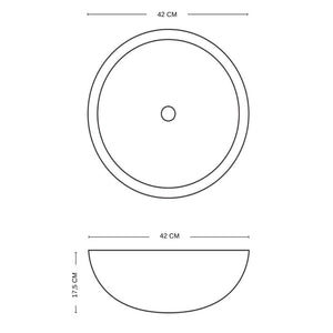Lavabo da appoggio ceramica bianco tondo lavello arredo bagno cm 42x42x17,5