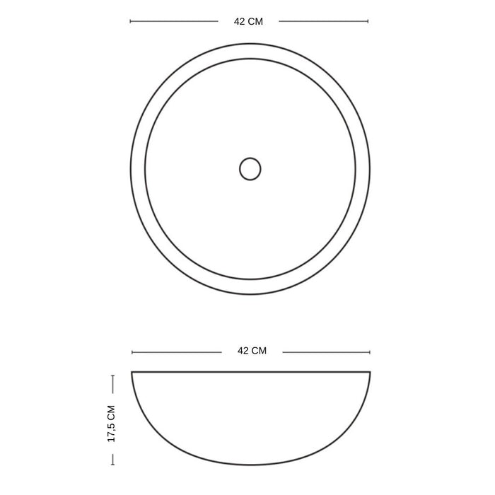 Lavabo da appoggio ceramica bianco tondo lavello arredo bagno cm 42x42x17,5