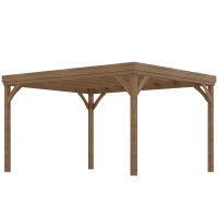 Pergola 4 x 3 m in Legno Tradizionale Autoportante con 4 Piedi, Tetto per Terrazza da Decorare, Marrone