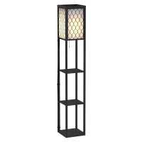 Lampada Lampadina da Terra Salvaspazio con Ripiani Durevole Cotone, MDF 26 x 26 x 160 cm Nero, bianco