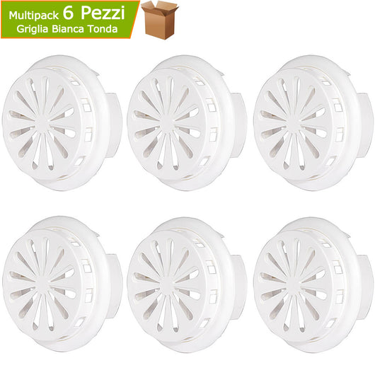 Griglie bianche tonde incasso regolabile bianca diametro mm 100/150 pezzi 6