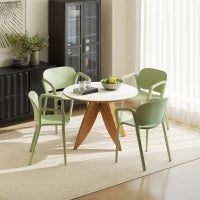 Set 4 Sedie da Giardino Impilabili in PP dal Design Moderno con Braccioli 60x56x75 cm, Verde