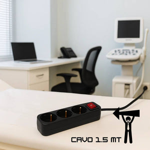 Multipresa ecova 30096 3 posti universali schuko con interruttore luminoso