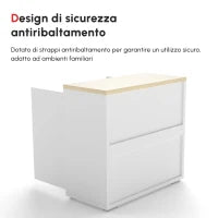 Mobile Multiuso con Armadietto a 2 Livelli in Truciolato e Ripiano regolabile, 80x37x75cm