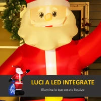 Babbo Natale Gonfiabile con Luci LED Bianche e Gonfiatore Incluso, 146x77x238 cm
