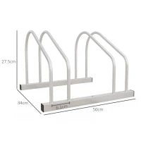 Rastrelliera per 2 Biciclette in Acciaio con Posizione Regolabile, 50x34x27.5 cm, Argento