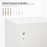 kleankin Armadietto Medicinali a Muro con Serratura, 5 Ripiani e Mensole Regolabili, in Legno e Vetro, Bianco, 30x20x70cm