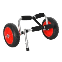 Carrello per Kayak Pieghevole Pneumatici 25cm Adatto a Tutte le Superfici Max 70kg Alluminio 62x35x30cm