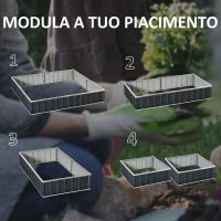 Aiuola Rialzata, Modulabile r Senza Fondo in Acciaio Zincato, 258x90x30 cm, Grigio Scuro