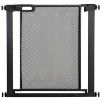 Cancellino per Cani Estensibile a Pressione con Chiusura Automatica, Acciaio e ABS, 75-82x76 cm, Nero