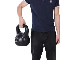 Kettlebell 12kg per Sport e Fitness con Base Piatta e Impugnatura, Kettlebell Pesi per Allenamento Home Gym Casa e Palestra, 27x21x31 cm, Nero