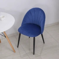 Set di 2 Sedie Sala da Pranzo, Sedie Cucina Moderne con Schienale a Conchiglia e Gambe in Metallo, Sedia in Velluto con Imbottita per Cucina, Camera da Letto, Ufficio e Soggiorno, Blu