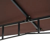 Gazebo da Giardino 3x3m con Zanzariera, Tetto a 2 Livelli e Struttura in Metallo Marrone