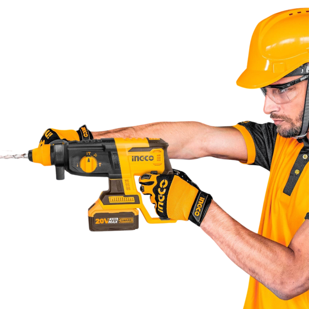 Martello demolitore a batteria 20v + 2 batterie + 4 punte + caricabatterie