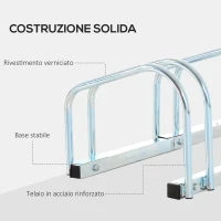 Rastrelliera Portabiciclette Parcheggio per 3 Biciclette Tubi d'acciaio