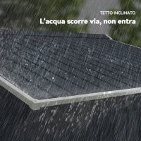 Casetta in Acciaio con Fondazione, 4 Prese d'Aria e 2 Porte Scorrevoli, 277x195x192 cm, Grigio Scuro