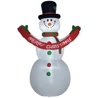 Pupazzo di Neve Gonfiabile Gigante Alto 243cm con Luci a LED Decorazione da Esterno o Giardino