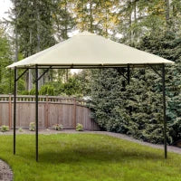 Gazebo da Giardino 3x3m in Metallo con Doppio Tettuccio, Bianco e Crema