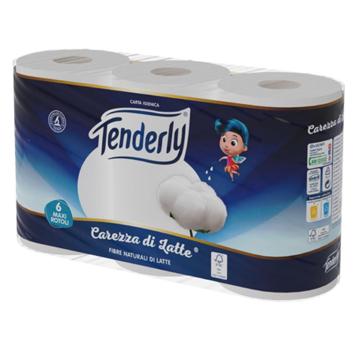 Tenderly carta igienica 2 veli carezza di latte 6 confezioni da 6 rotoli ciascuno