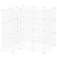 Gabbia per Animali Piccoli Recinto Metallico Modulare per Animali con Porta Rampa e Pannelli in ABS 146x73x73 cm Bianco