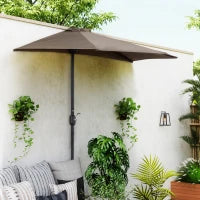 Ombrellone da Parete Mezzaluna Salvaspazio con Apertura a Manovella, Caffè