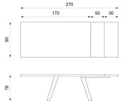 E-STYLO Tavolo allungabile con top marmo calacatta in HPL su MDF e gambe in metallo nero, 90cm X 170/270cm H. 76cm.