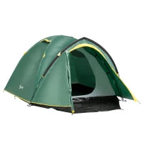 Tenda da campeggio 2-3 persone tenda cupola impermeabile leggera ventilata facile da montare 2 porte finestre dim. 3,25L x 1,83l x 1,3A m fibra di vetro poliestere PE verde