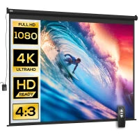 Schermo per Proiettore 120" Formato 4:3 Regolabile con Telecomando, 244x183cm, Nero
