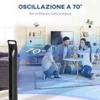 Ventilatore a Colonna con Telecomando fino a 5m, Oscillante 70° con 3 Modalità e 3 Velocità, Timer 7.5h, 40W Nero, Ф18x78.5cm