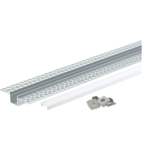 Profilo alluminio 2m per striscia led grigio con cover bianca