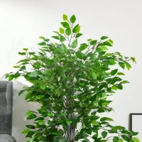 Pianta Artificiale di Ficus Alta 135cm con Vaso per Interno ed Esterno, Verde