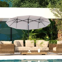 Ombrellone da Giardino Doppio Inclinabile con Apertura a Manovella, 295x152x222cm, Bianco