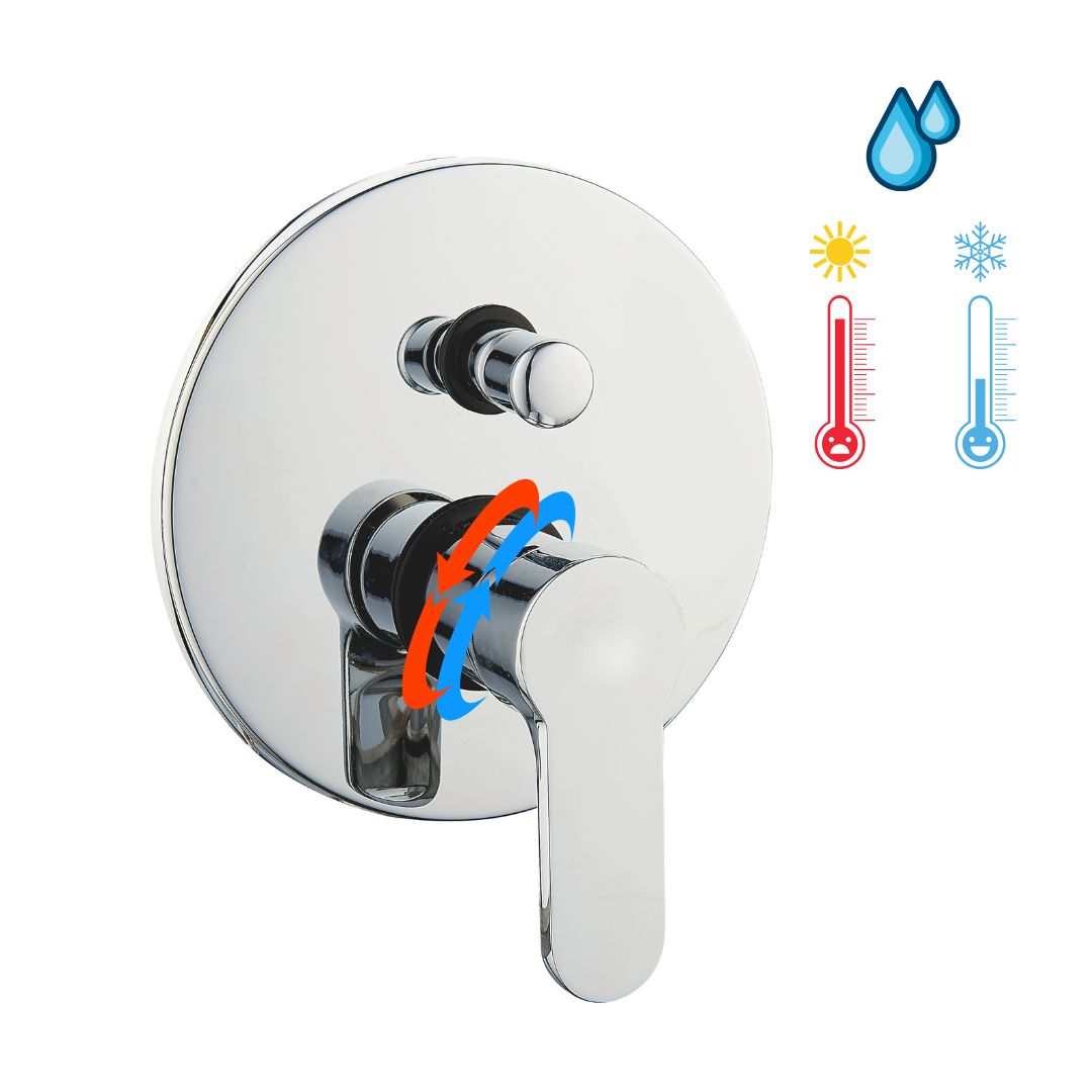 Miscelatore doccia ad incasso da parete con deviatore rubinetto monocomando cromato *** finitura- cromo lucido, confe...