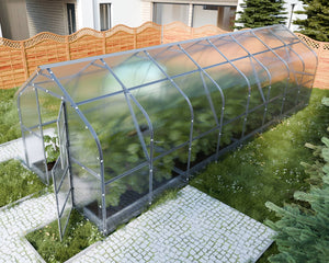 Serre da giardino robuste KLASIKA*DROP 20m2, 2,5m x 8m, 4 mm con rivestimento in policarbonato
