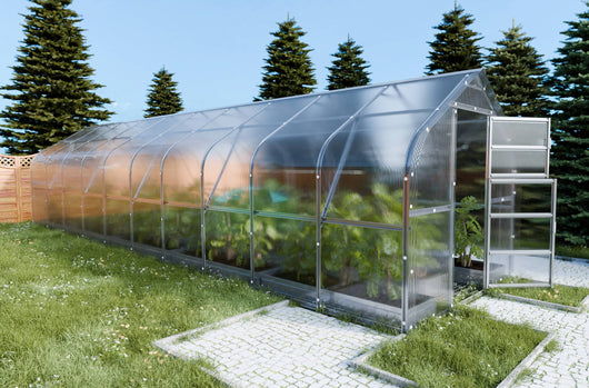 Serre da giardino robuste KLASIKA*DROP 30m2, 2,5m x 12m, 6 mm con rivestimento in policarbonato