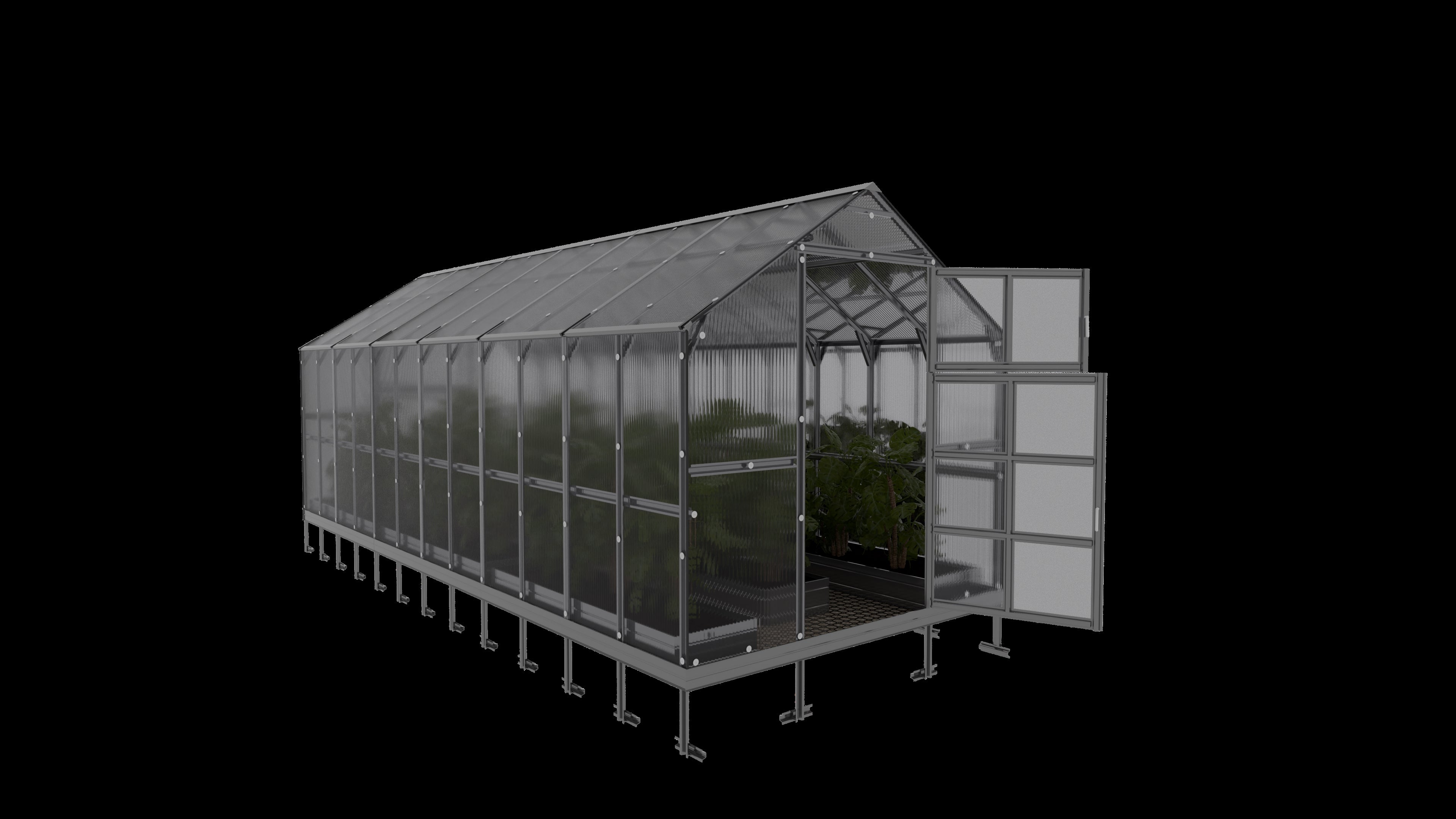 Serre da giardino robuste KLASIKA HOUSE 2,35 x 6,12 m (14,38 m²), 6 mm con rivestimento in policarbonato