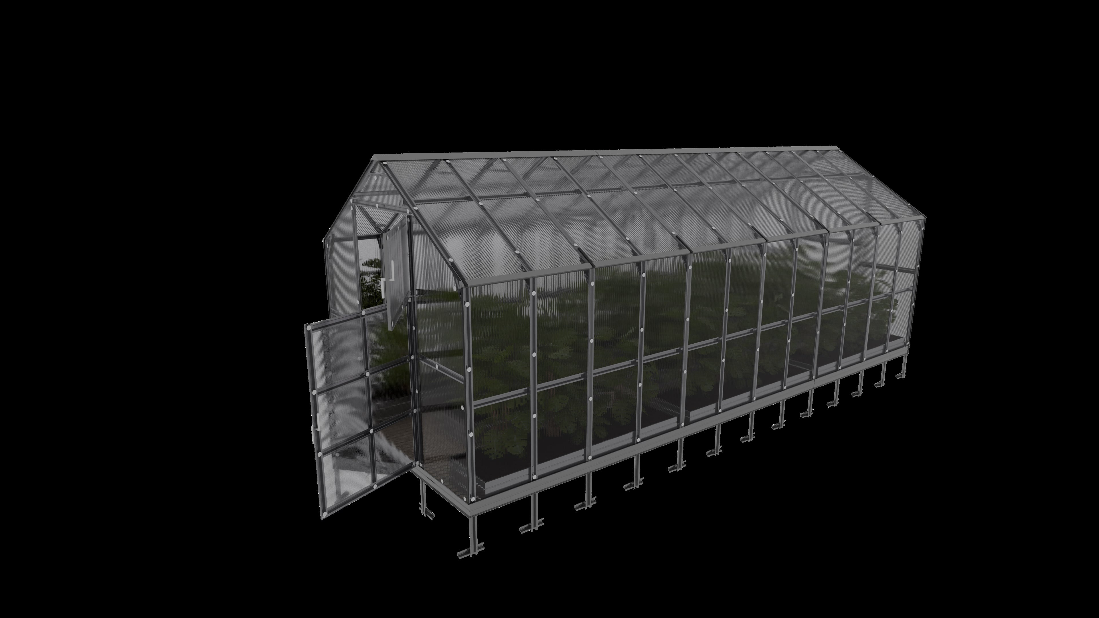 Serre da giardino robuste KLASIKA HOUSE 2,35 x 6,12 m (14,38 m²), 6 mm con rivestimento in policarbonato