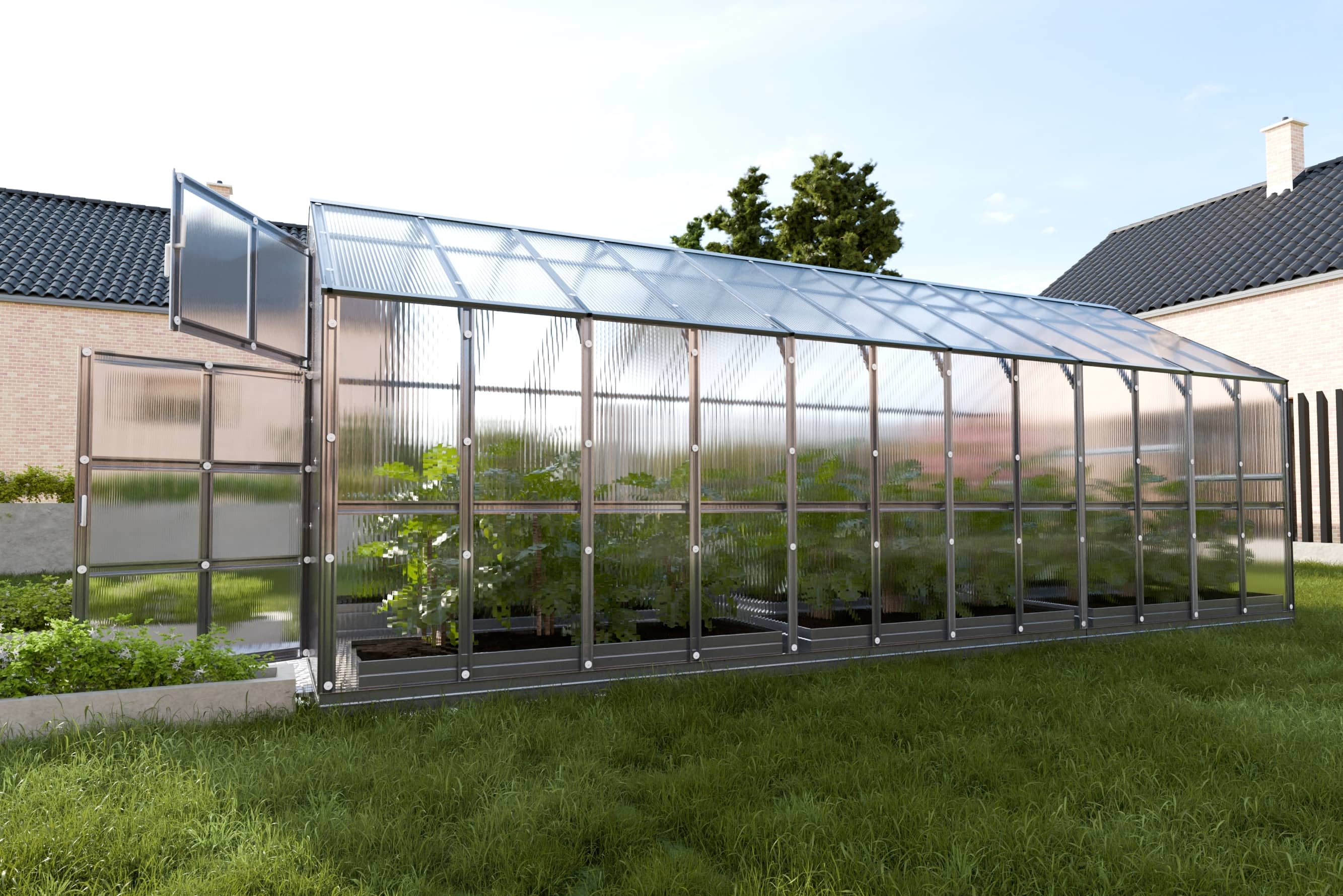 Serre da giardino robuste KLASIKA HOUSE 2,35 x 6,12 m (14,38 m²), 6 mm con rivestimento in policarbonato